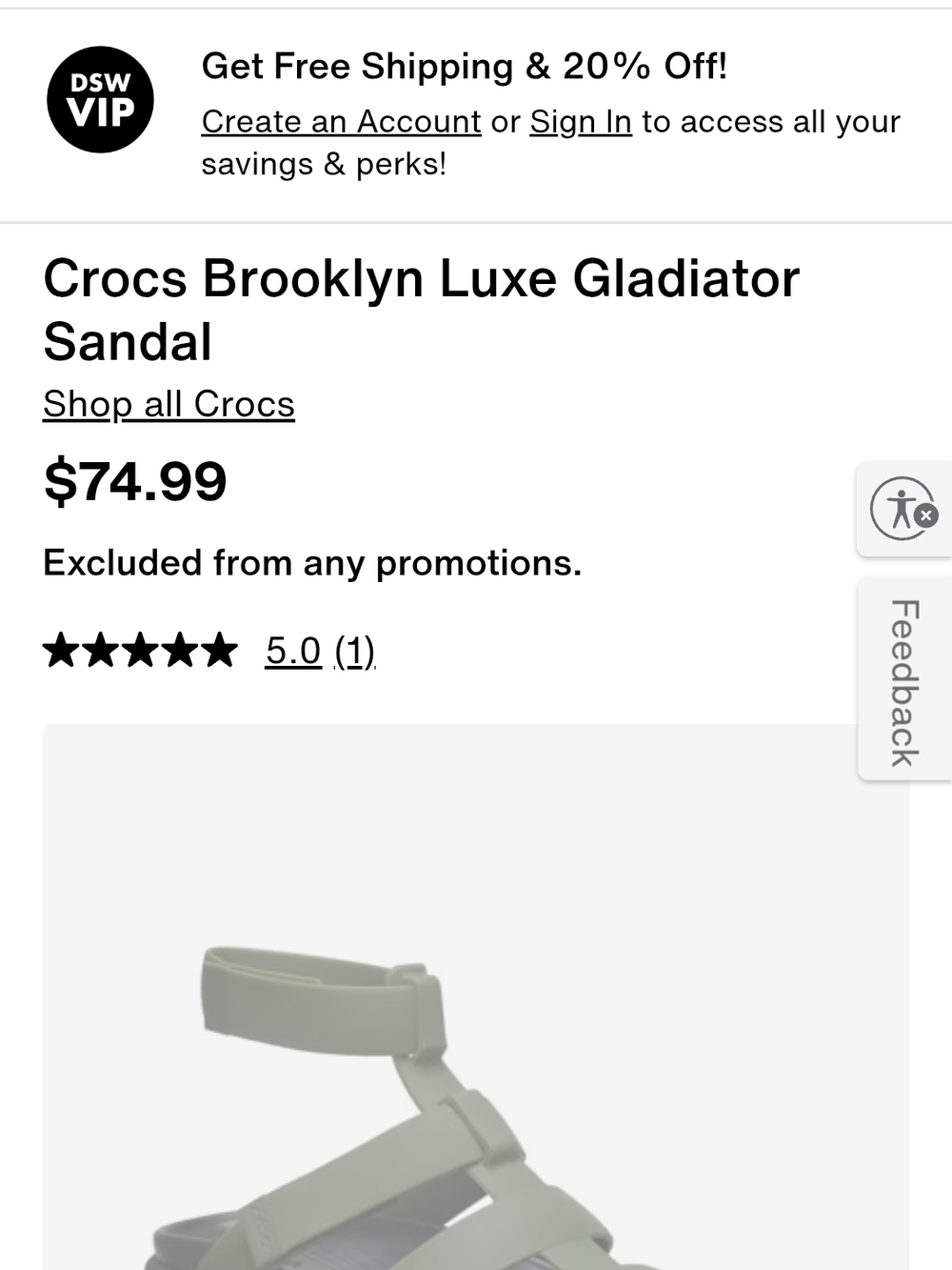 Crocs Brooklyn Luxe Gladiator Sandal - Light Sage